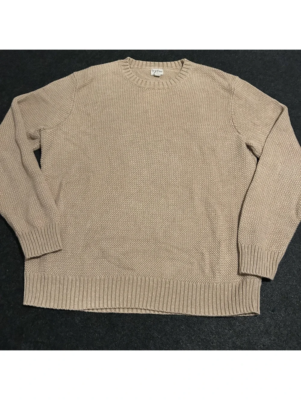 J.Crew Pullover Crewneck Sweater Mens Tan Beige Chunky Waffle Knit Size Large